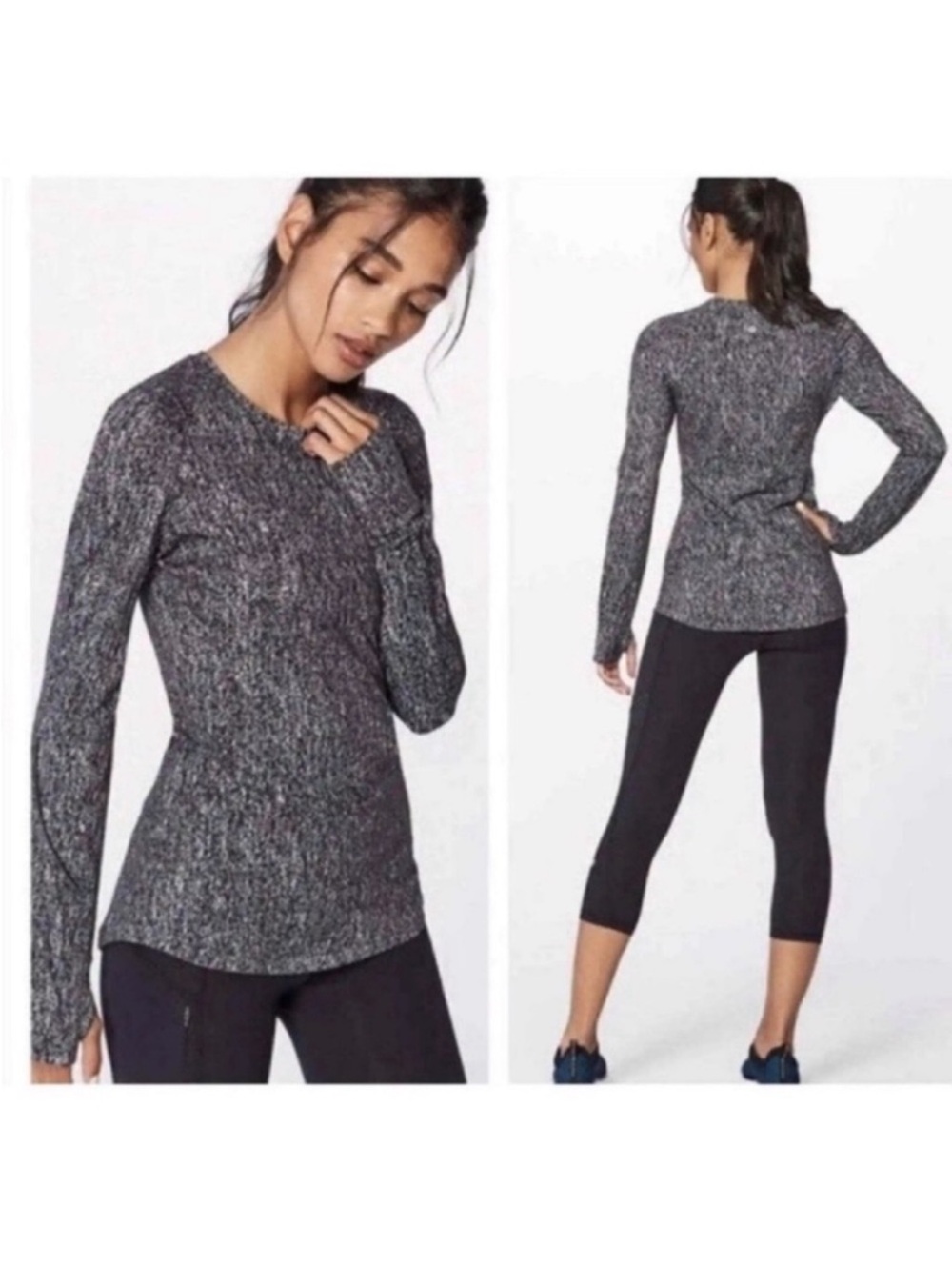 Lululemon Extra mile long sleeve top/Shirt Sz 6 Running Gray Black